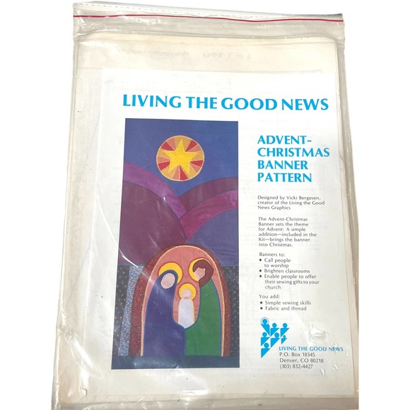 Church Advent Christmas Banner Sewing Pattern NEW/Uncut | Living the Good News - Picture 3 of 5